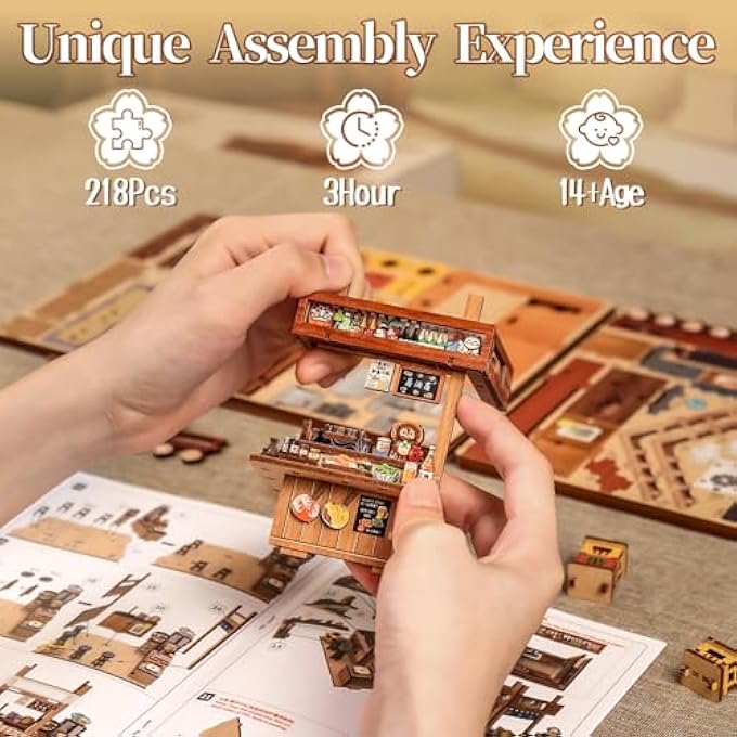 BOOK NOOK JAPAN 3D WOODEN PUZZLE KIT FOR ADULTS, DOLLHOUSE, SHELF DECORATION, GIFT FOR FRIENDS AND FAMILY (CHOSHI NO SHITAMACHI) - Image 2